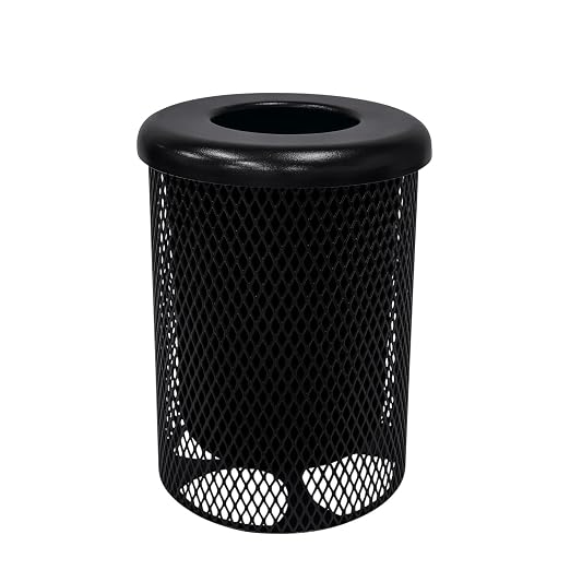 COATEDOUTDOORFURNITURE RFT-BLK Heavy Duty 32 Gallon Round Trash Receptacle by CoatedOutdoorFurniture