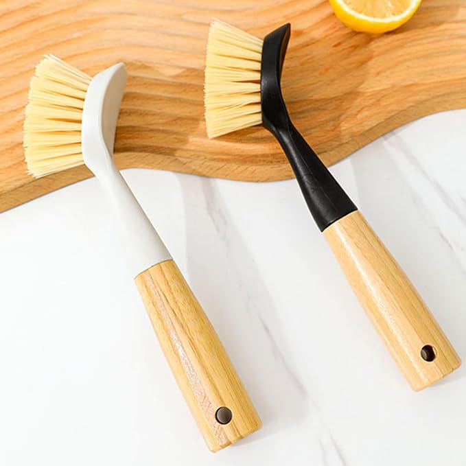 2 Pack Kitchen Dish Brush+1 Pair Reusable Rubber Gloves, Kitchen Cleaning Sets - Image 7