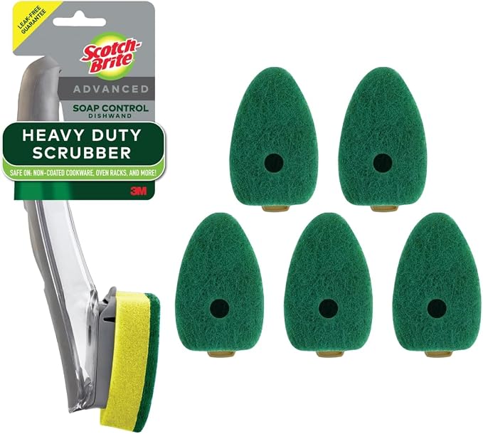 Scotch-Brite Heavy Duty Advanced Soap Control Dishwand Kit, Includes 1 Wand & 5 by Scotch-Brite