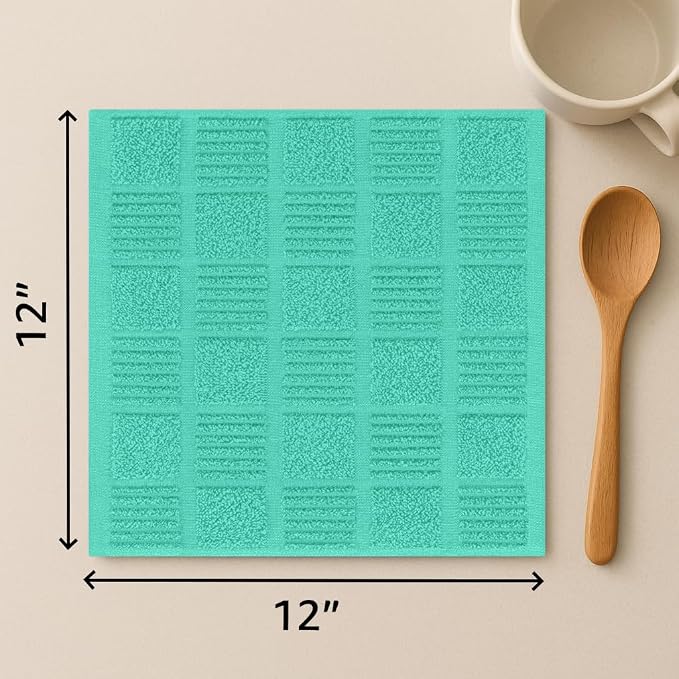DecorRack 10 Pack 100% Cotton Kitchen Towels, 12x12 inch Soft Terry Dishcloths - Image 2