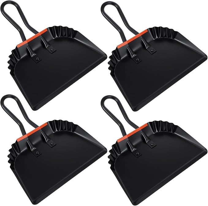 4 Pack 12 inch Heavy Duty Metal Dustpan Large Wide Dust Pans by Unknown
