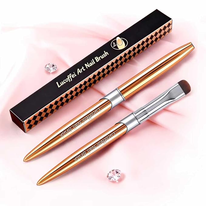 French Brush for Nails & Gel Polish Clean Up, Dual-Use Metal Handle Nail Art - Image 2