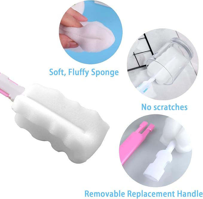 Bottle Brush Sponge Replacement Heads 8 Pack Durable Soft Sponge Brush Heads - Image 2