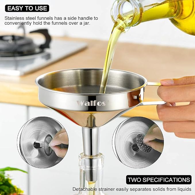 Large Stainless Steel Funnel, Walfos Kitchen Funnel - Image 2