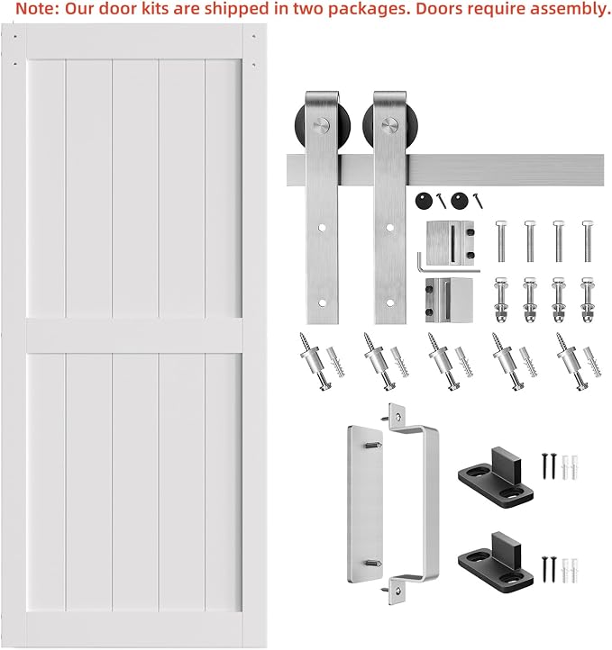 SmartStandard 34 x 84 inch White Sliding MDF Barn Door - Image 4