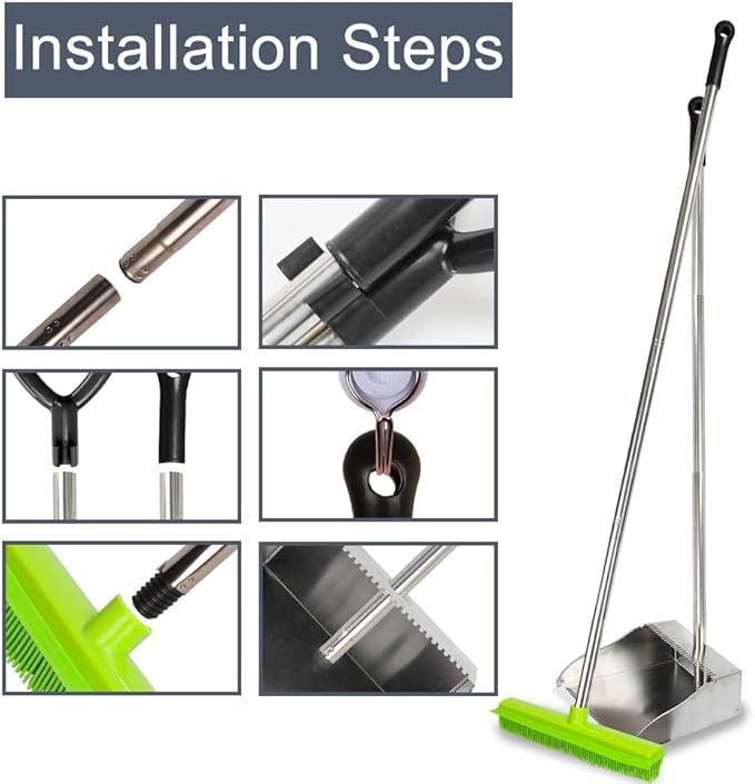 Rubber Broom and Dustpan Set, Pet Hair Removal Rubber Broom - Image 7
