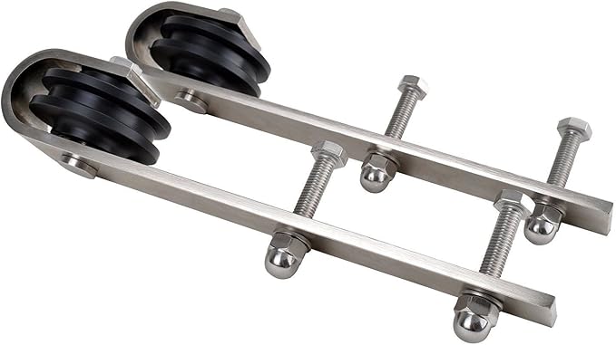 Stainless Steel J-Shape Basic Contemporary Sliding Barn Door Hardware Kit - Image 2