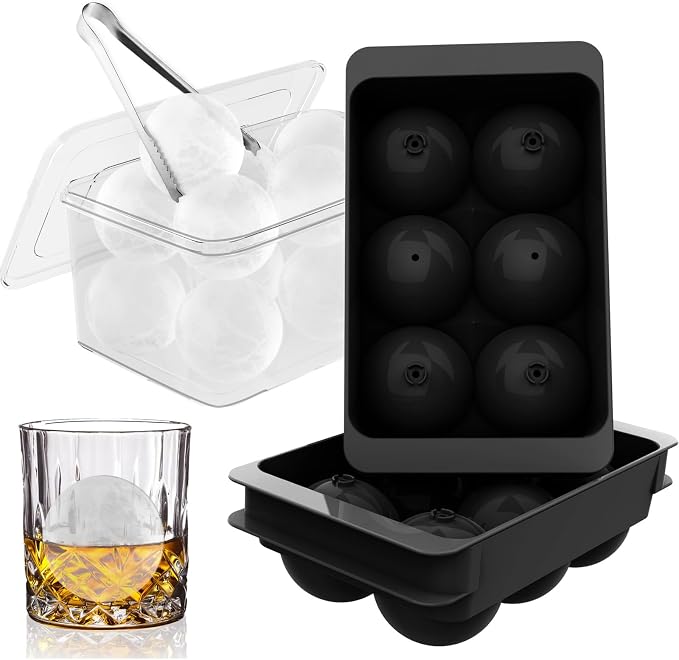 WIBIMEN Large Ice Cube Molds, Big Round Whiskey Ice Cube Trays by WIBIMEN