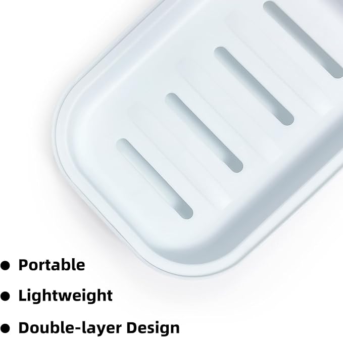 Double Layer Draining Soap Dish, Plastic Dishwashing Sponge Soap Holder - Image 4