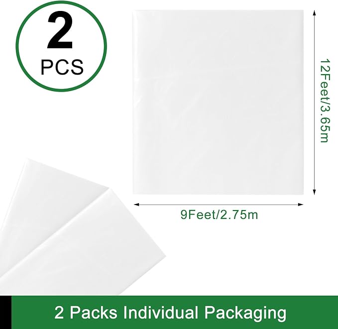2-Pack 9x12 ft Painter Plastic Drop Cloths Sheet, Waterproof Anti-dust Cover - Image 2