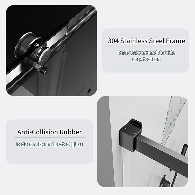 Frameless Shower Door 56-60 in. W x 76 in. H, Single Sliding Glass Door - Image 6