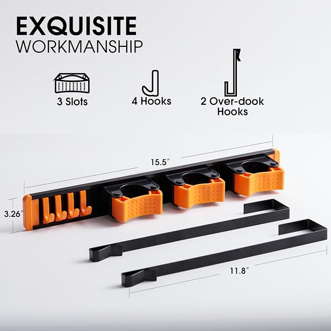 Unjumbly Broom Holder Wall Mount, Drilling Free Mop and Broom Holder - Image 2