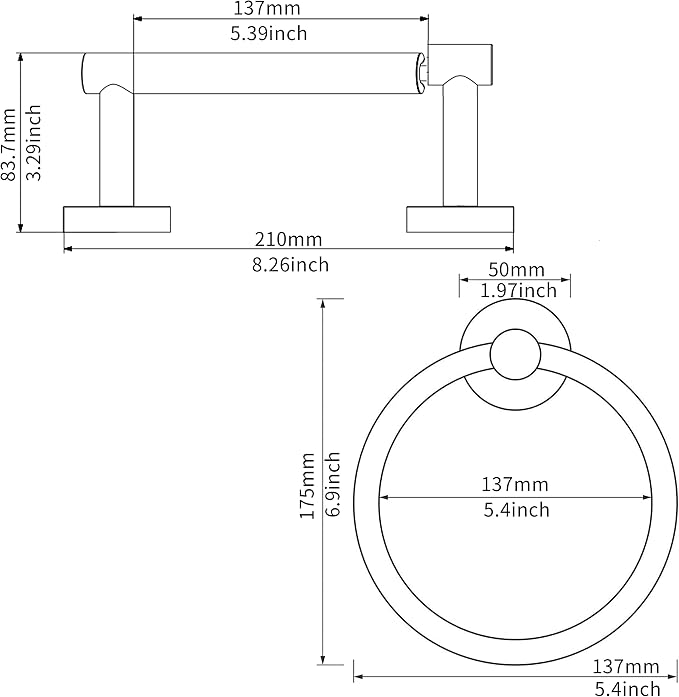 Brushed Toilet Paper Holder & Towel Ring SUS304 Stainless Steel 2pc Bathroom - Image 6