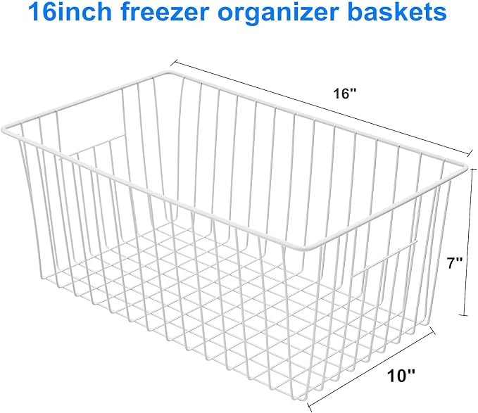 16inch Freezer Wire Storage Organizer Baskets, Household Refrigerator Bins - Image 3