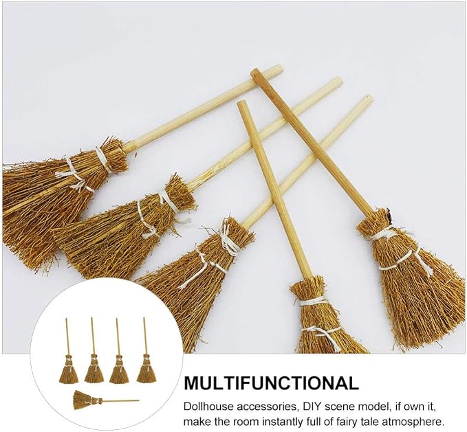 Toyvian Witch Broom Witch Broom 5Pcs Artificial Mini Miniature Props Mini Straw - Image 7