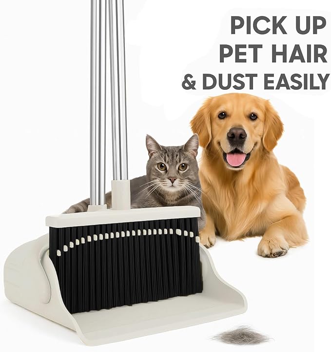 Broom and Dustpan Set, Standing Dustpan Broom Set, Broom - Image 3