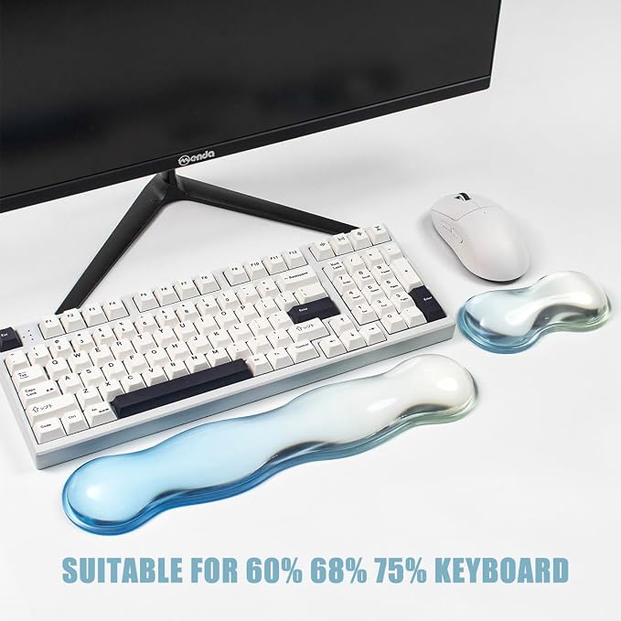 Ergonomic Gel Keyboard and Mouse Wrist Rest Set – Blue Clear Wrist Rest - Image 3