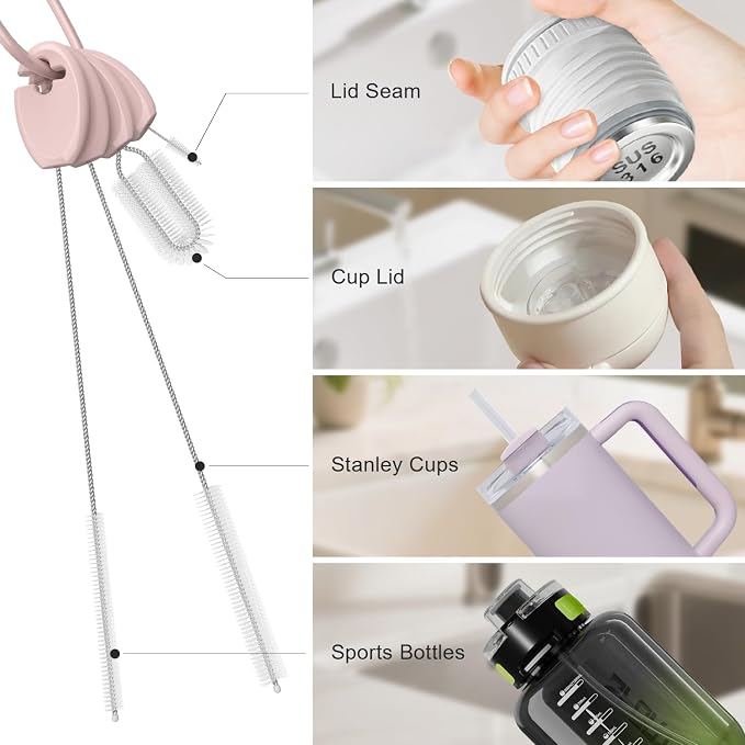 YOTIME Standing Straw Cleaner Brush Set, 4in1 Reusable Straw Brushes - Image 5