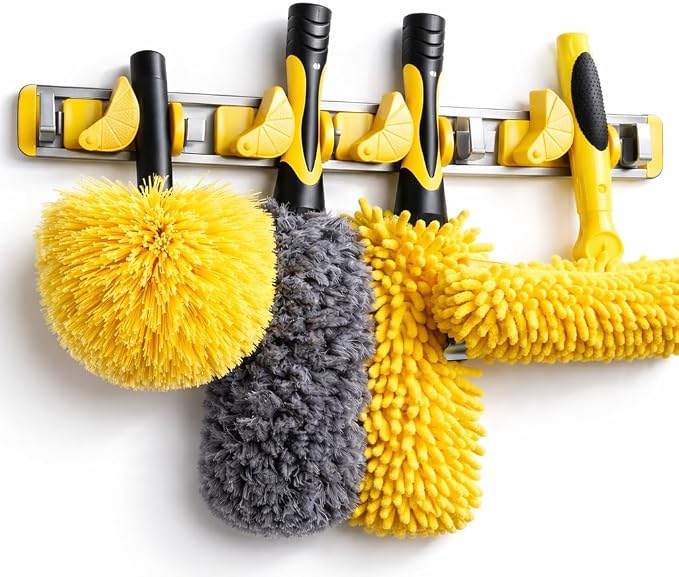 Good Grip Wall-Mounted Mop and Broom Holder Storage Organizer Cleaning Tools by Opow