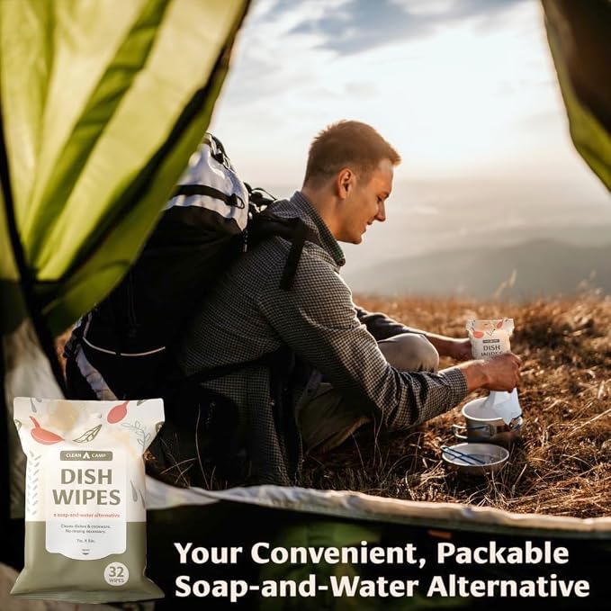 Dish Wipes | 100% Biodegradable Pre-Moistened Food-Safe Camp Kitchen Wipes | A - Image 6