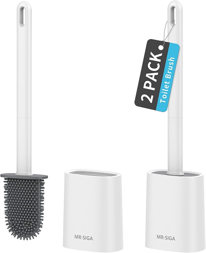 MR.SIGA Toilet Brush and Holder Set, Wall Mounted Toilet Bowl Brush, Compact by MRSIGA