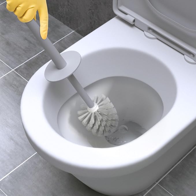 Topsky 2 Pack Compact Toilet Brush & Holder Set, Plastic Round Barrel Loo Brush - Image 7