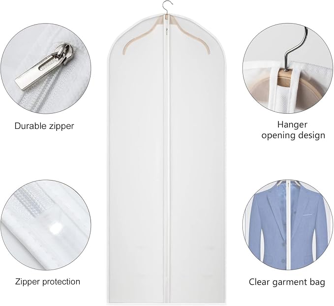 Kntiwiwo Clear Garment Bags for Closet Storage Suit Bag Set of 8 Hanging - Image 5