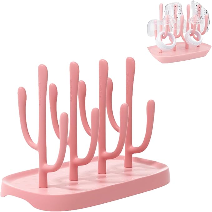 Pink Baby Bottle Drying Rack, Portable Bottle Holder by YilulvDeng