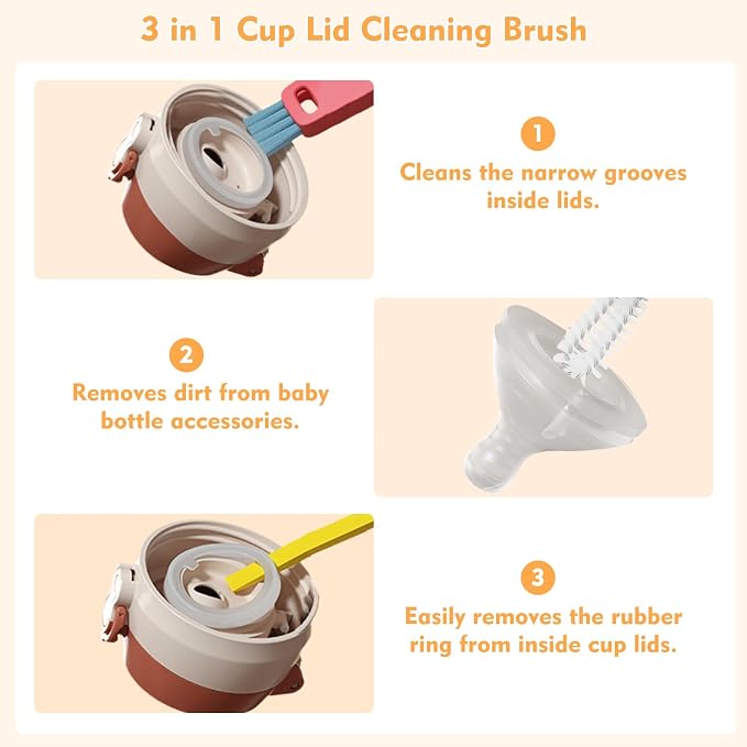 3 in 1 Cup Lid Cleaning Brush, Portable Cup Cleaner Brush, 2024 New Water - Image 2