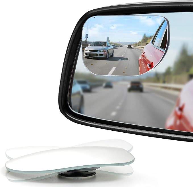 LivTee XLarge Blind Spot Mirror, Rounded Rectangle HD Glass Frameless Convex by LivTee