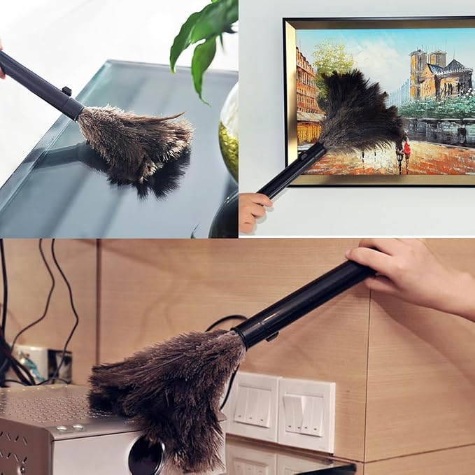 2pcs Ostrich Feather Duster for Cleaning, 9.8-16 inch Fluffy Natural - Image 8