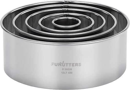 Cookie Cutter Set, Measuring 1'', Round Metal Baking Rings by FUNUTTERS