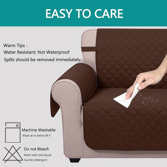U-NICE HOME Futon Sofa Covers Reversible Sofa Slipcover Armless Cover Furniture Protector Couch Cover Water Resistant (Futon, Brown/Brown)