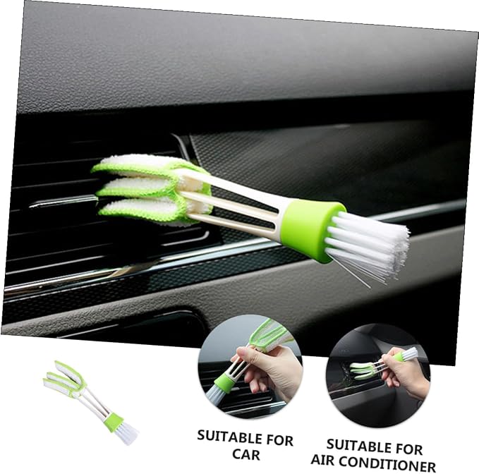GLEAVI 3pcs Double-Ended Car Air Vent Cleaning Brush Set Green, Air Conditioner - Image 4