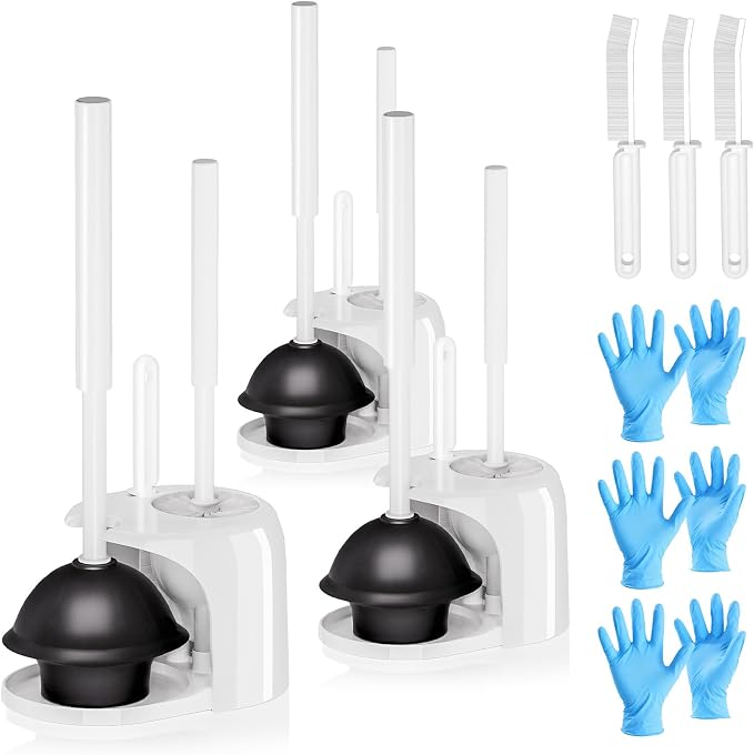 3PACK 4 in 1 Toilet Brush and Plunger Set by Unknown