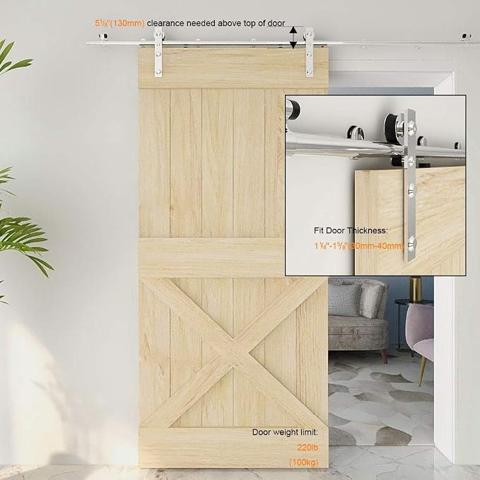 TSMST 8FT Sliding Barn Door Hardware Kit, Stainless Steel Heavy Duty Sturdy - Image 6