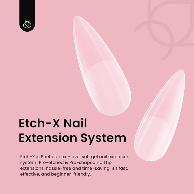 Beetles Gel Nail Tips Etch-X, Stiletto Medium, Pre-Etched Half Matte Full Cover - Image 3