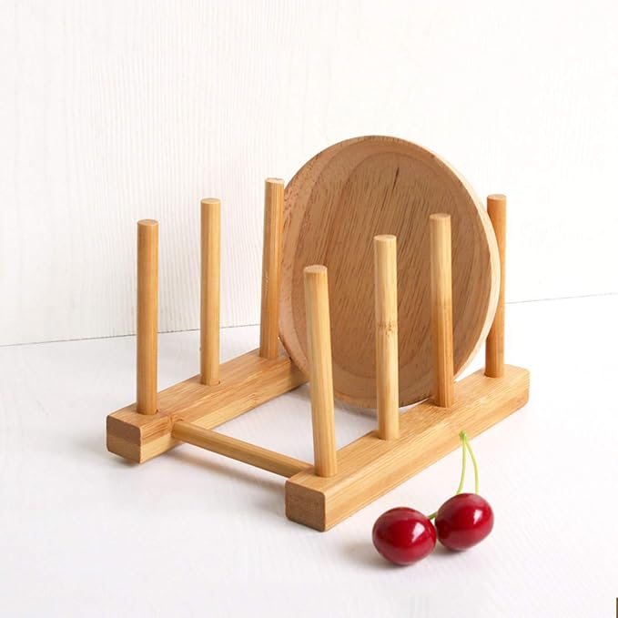 Kunovo Bamboo Dish Rack, Pot lid/Plate/Cutting Board Organizer - Image 2
