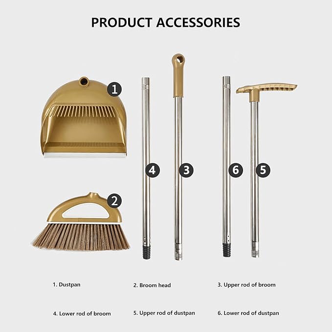 Long Handled Broom and Dustpan Set, 88cm Indoor Broom - Image 3