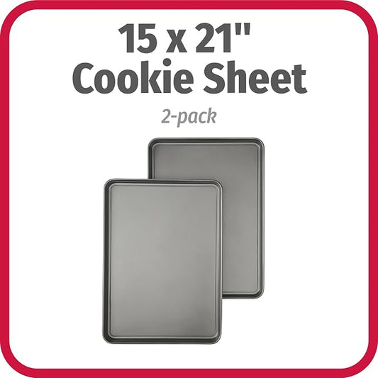GoodCook Everday Nonstick Carbon Steel 15” x 21” Baking Sheet Set, 2 Pack – - Image 2