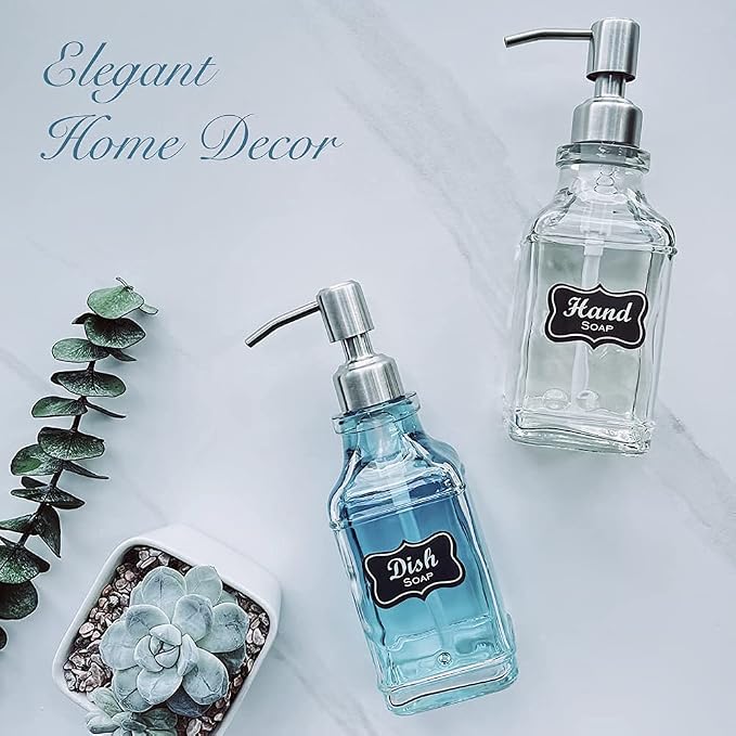 JASAI 2Pack Antique Design Glass Soap Dispenser - Image 6