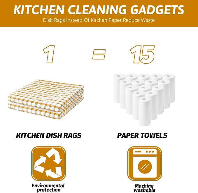 Nialnant 8 Pcs Kitchen Dish Rags, 100% Cotton Kitchen Towels Soft Absorbent - Image 5