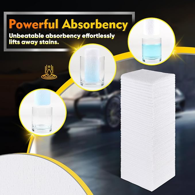 HOMEXCEL White Microfiber Cleaning Cloths 100 Pack, Reusable Cleaning Rags Shop - Image 2