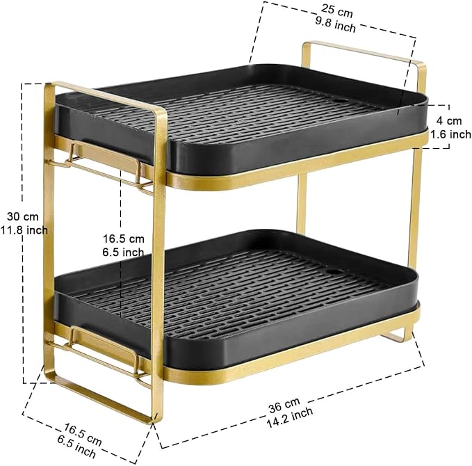 Cup Drying Rack Stand 2 Tier Organizer Countertop Station Shelf Strong Carbon - Image 2