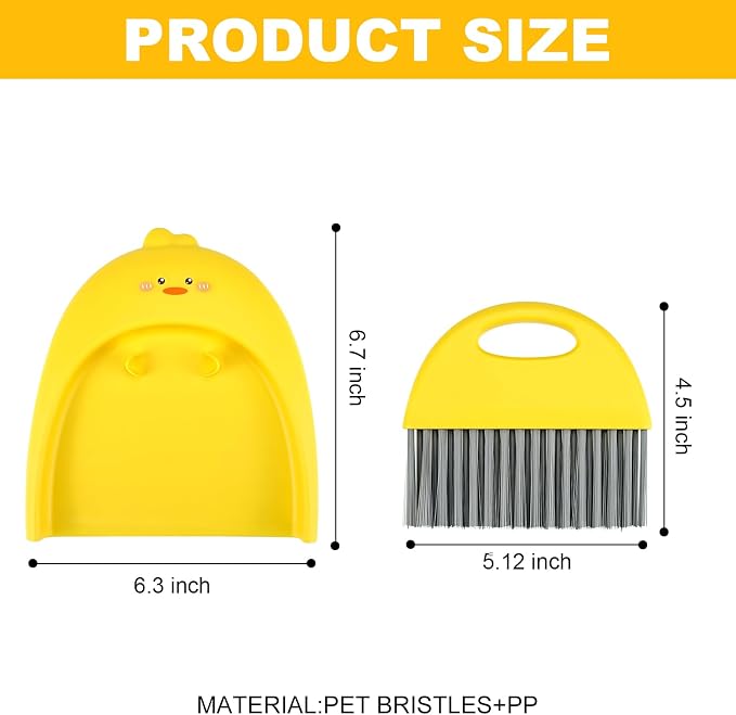 Small Broom and Dustpan Set, SUP Cute Little Yellow Duck Hand Mini Broom and - Image 2