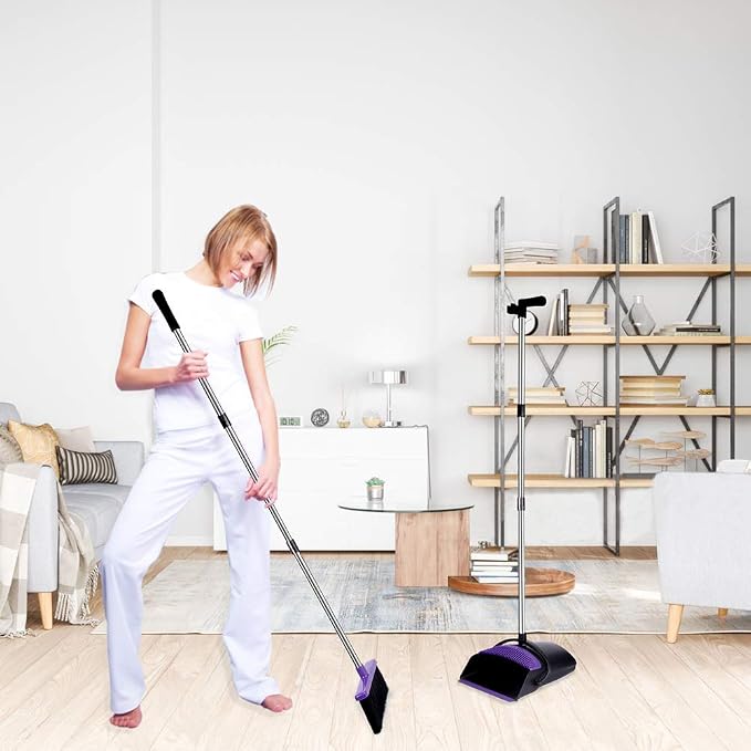 Broom and Dustpan Set, Upright Purple Broom - Image 8