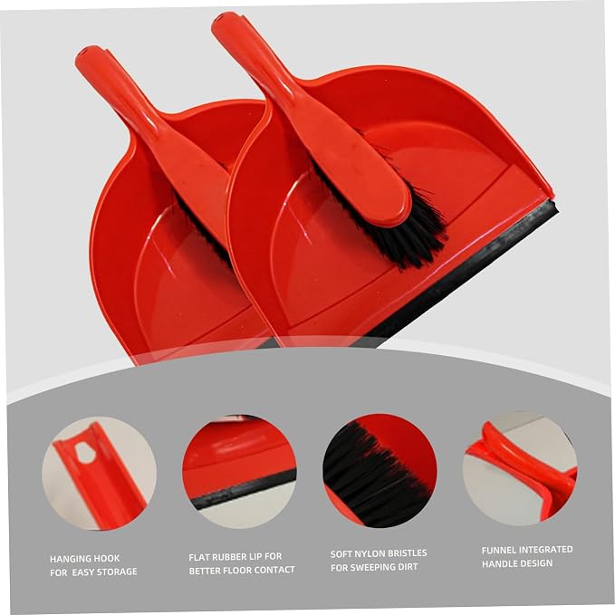 Dust Pan And Brush, Dustpan and Brush Sets, 2 Sets Plastic Mini Dustpan and - Image 2