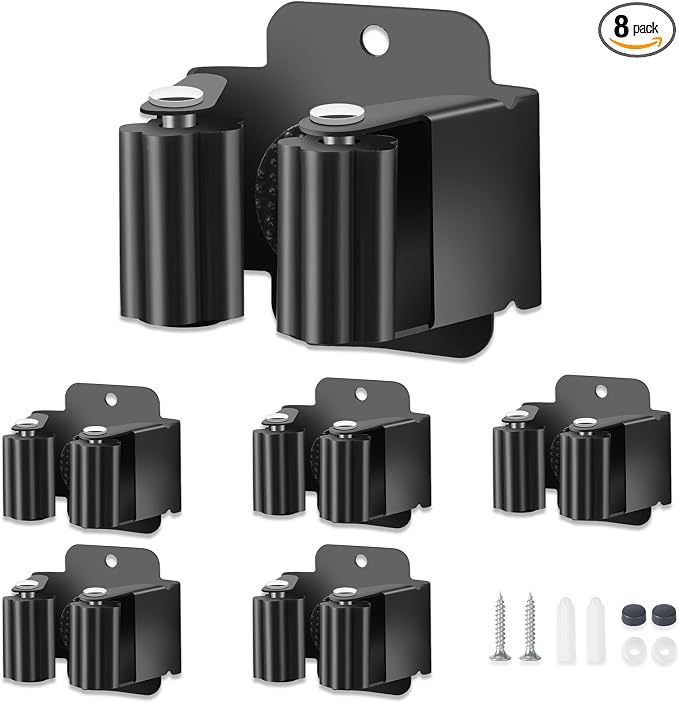 8 PCS Broom Holder Wall Mount, Upgraded Heavy Duty Mop and Broom Holder Wall by Unknown