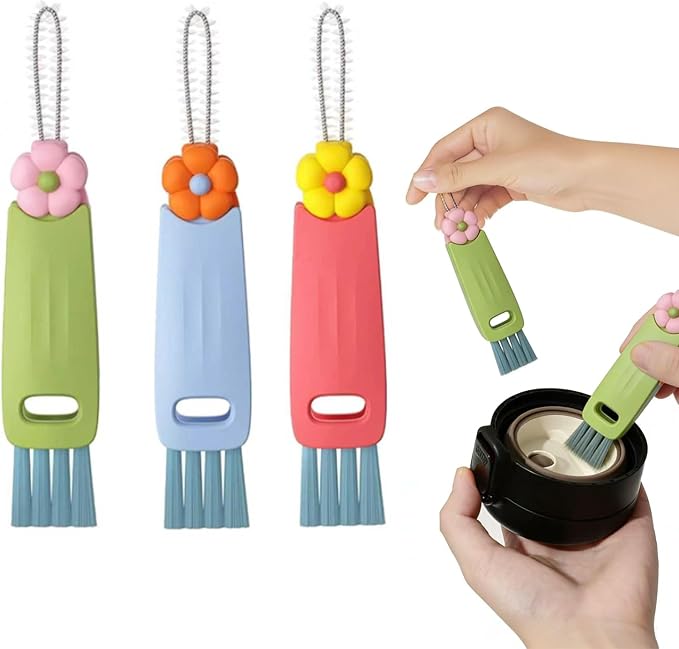 3 in 1 Rotatable Cup Lid Gap Cleaning Brush Set, by Unknown