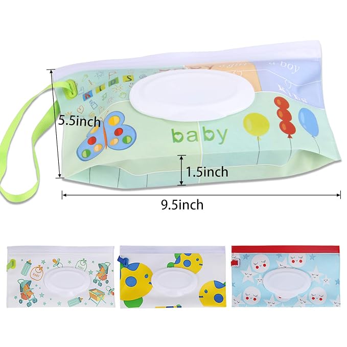 FEBSNOW 4 Pack Baby Wipes Container, Reusable Portable Wet Wipe Pouch, Wipe - Image 4
